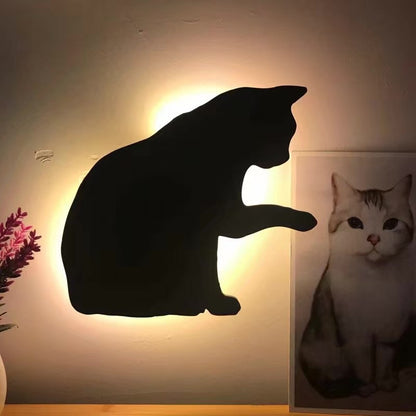 LED Animal Dog Cat Night Light Kitten Smart Sound Sensor Control Wall Lamp Home Corridor Balcony Night Lamp Baby Kids Sleep L