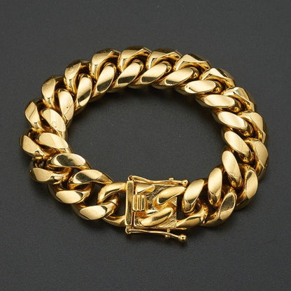 Hot Stainless Steel Link Gold Miami Cuban Border Chain Men Women Jewelry Necklace Or Gift Bracelet Xams 1424238796134