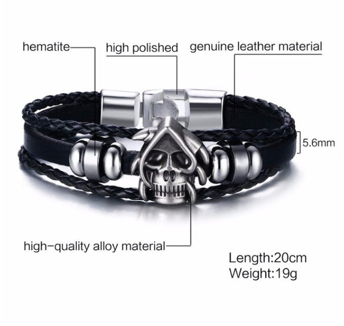 Alloy lucky figure 8 leather bracelet 1441820444460