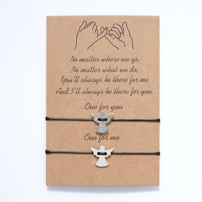 Alloy angel adjustable braided bracelet 145023267133