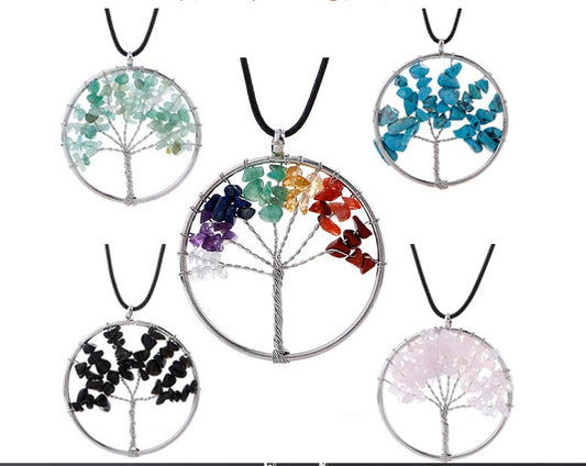 Natural gravel crystal life tree natural stone rich tree colorful necklace 145030272950985