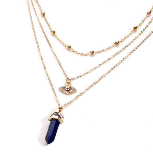 Diamond Eye Pendant Triple Chain 1450889867020