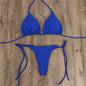 2pcs Halterneck Lace-up Bikini Women Summer Solid Color Sexy Split Strap Adjustable Swimsuit Suit - HD Wireless Product #5