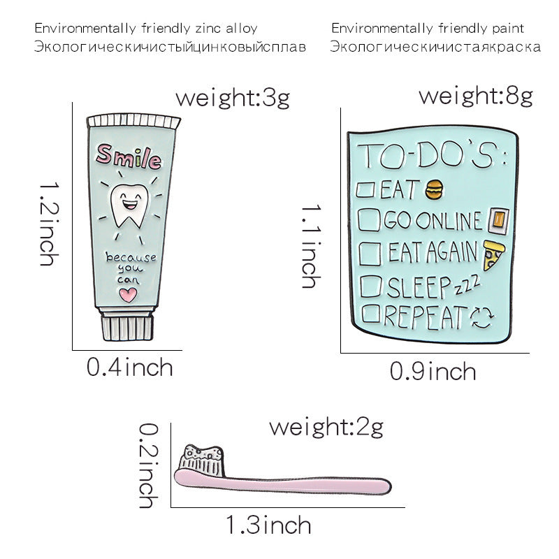 Cute cartoon toothpaste toothbrush brooch 145274565800