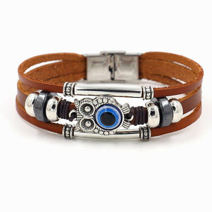 Stainless steel buckle leather bracelet 1453248829728