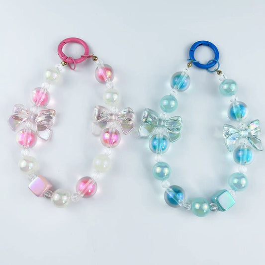 Bow Luminous Colorful Acrylic Beads Mobile Phone Charm Keychain 1454f6f2 3e64 4034 86bc 20bd2b68631b