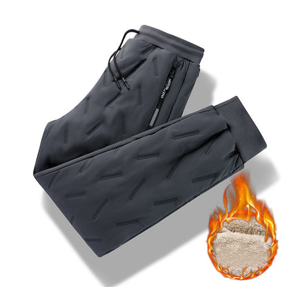 Men's Trousers Winter Velvet Thickening Loose Fleece Pants With Zip Pocket Large Size Windproof Warm Jogging Pants 145b9de5 0