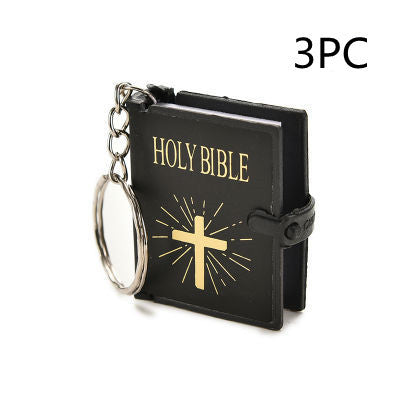 Mini English HOLY BIBLE Key Chains Real Paper Readable Bible Christian Keyrings Car Key Chains Bag Ornaments Religious Jewelr