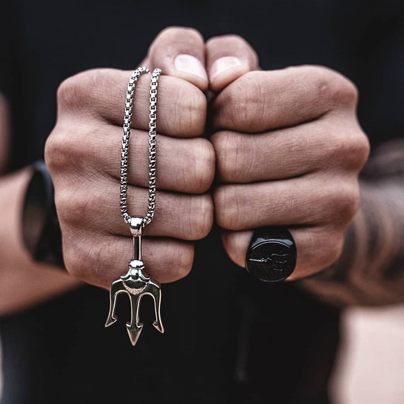 Titanium steel trident necklace 1461172175799