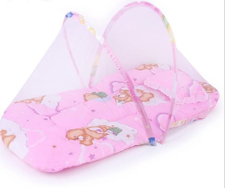 Portable Foldable Baby Kids Infant Bed Dot Zipper Mosquito Net Tent Sleeping Cushion 1461354234976