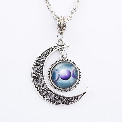 TRIPLE MOON GODDESS PENDANT NECKLACE 1461837222624