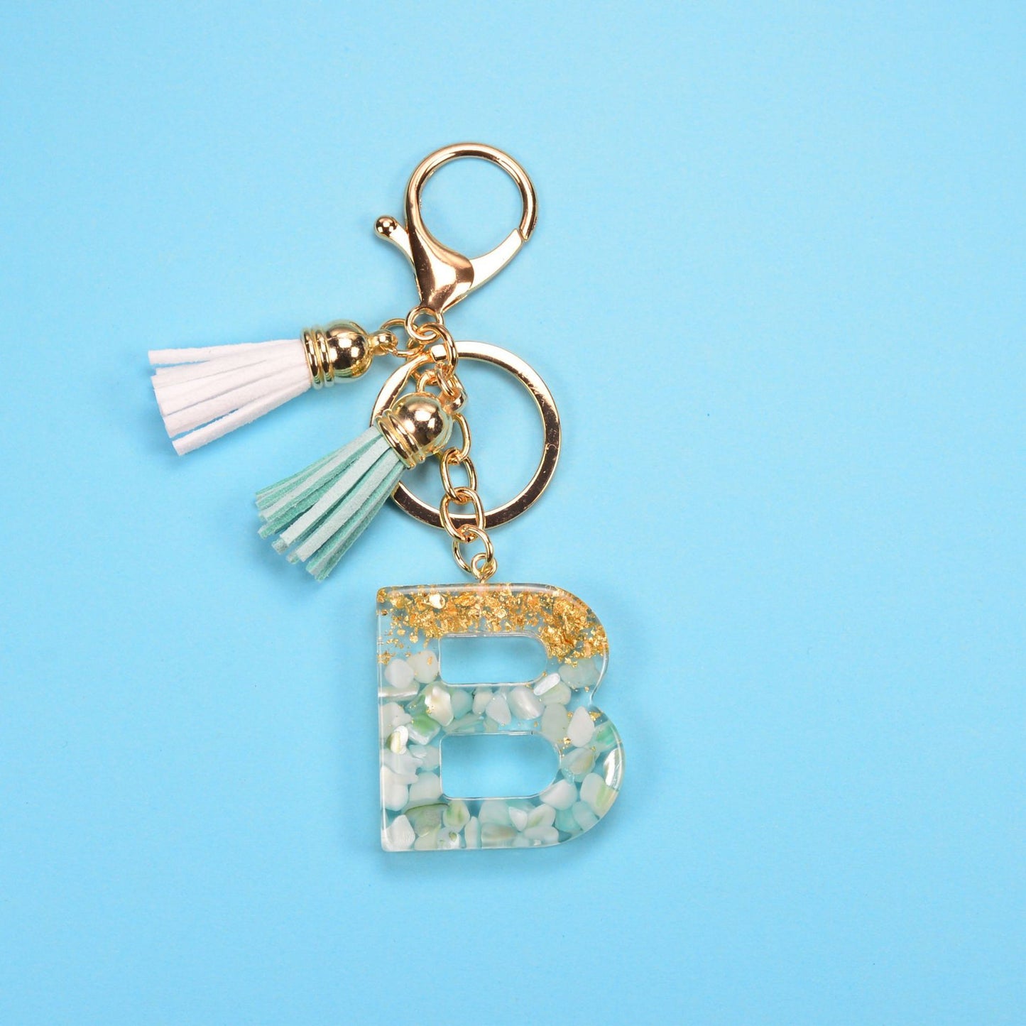 English Alphabet Keychain Tassel Pendant Stone Gold Foil Resin Key 1461b37f 09d4 4062 838c 924abea3df2e