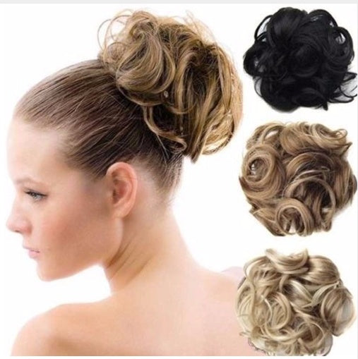 Europe, Japan, and South Korea popular hair bun fluffy natural drawstring curly hair ball head hair ring hair set female hair