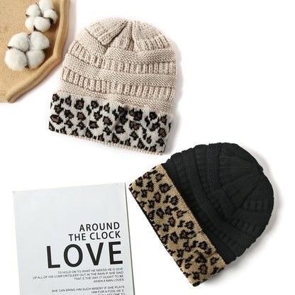 Beanie Women's Warm Leopard Print Knitted Hat Winter 1464925f b16c 471f 9a0b 6624fd375bdd