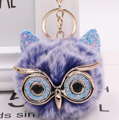 Lovely Owl Plush Doll Kids Favors Fur Ball Key Chain 1465416509054