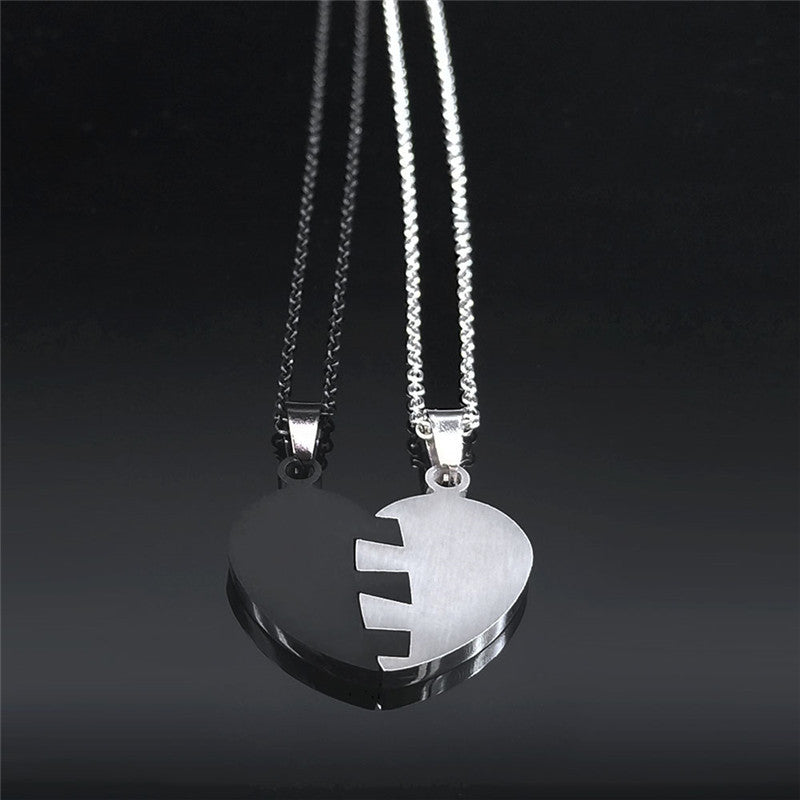 Couples Stainless Steel Love Necklace Splicing Simple 14656ea3 1675 474c 9f25 79033127526d