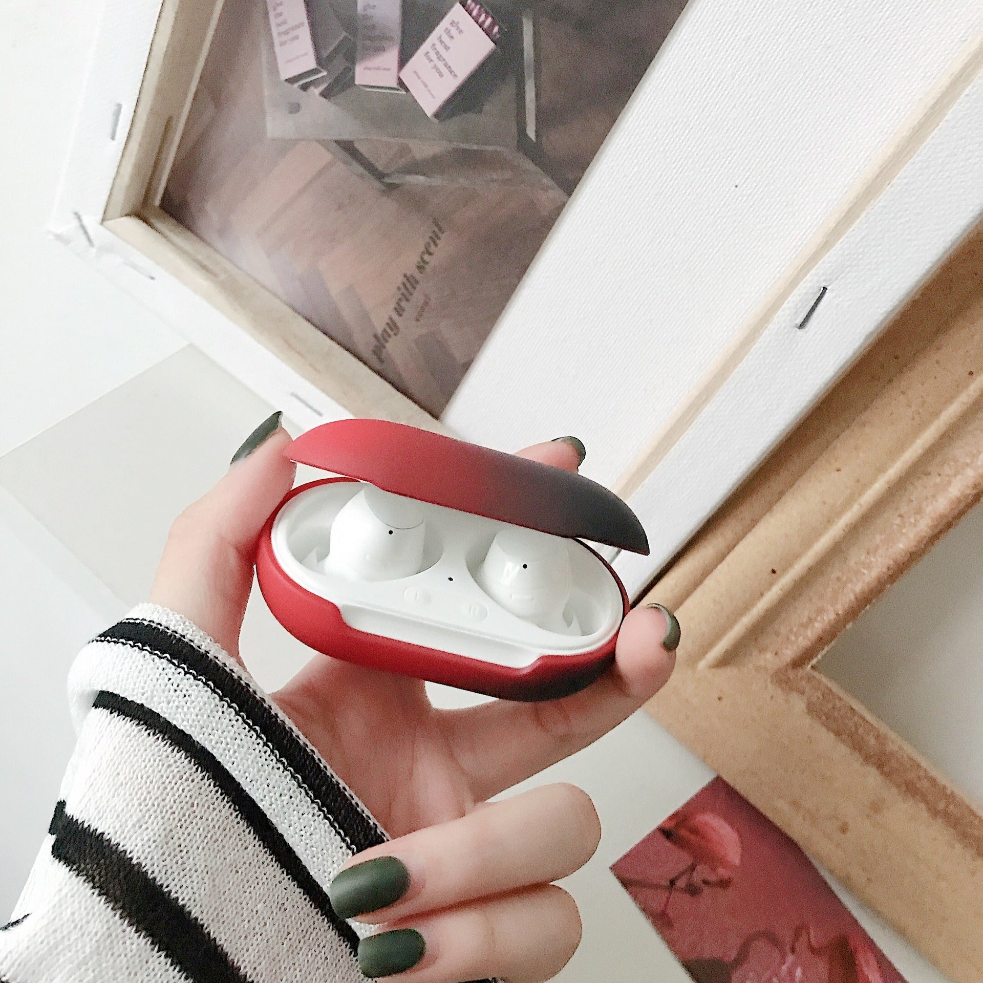 Gradient Rainbow Hard Shell Solid Color Earphone Protective Case - 图片 9