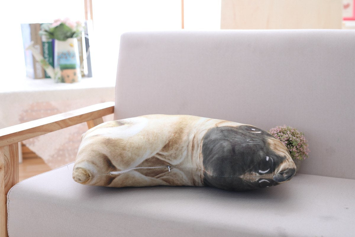 3D Simulation Belldog Plush Toy Pillow Real Life Doll Funny Pug Dog Doll Nap Pillow Lying Prone Soft Sofa Pillow - HD Wireless Product #3
