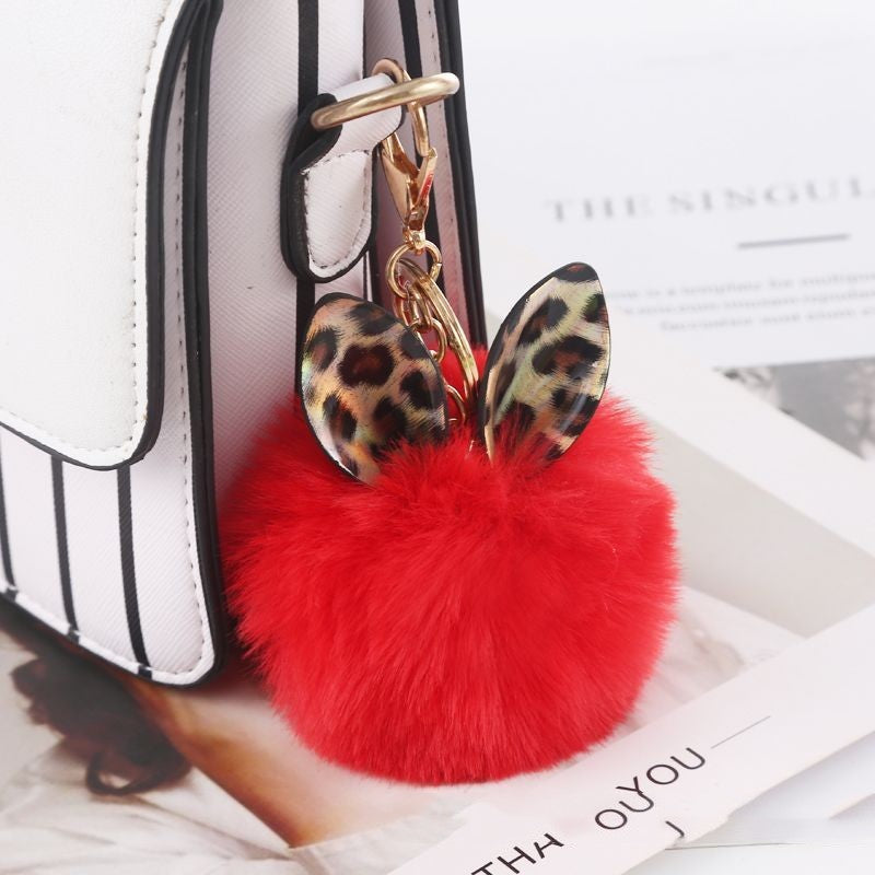 Leopard Print Small Ears Fur Ball Keychain 1469a93c e041 402a 87e5 896e5e7e003b