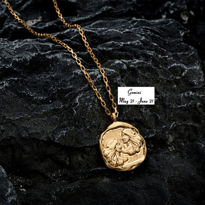 Vacuum Plating 18k Titanium Zodiac Oval Pendant Necklace 146e3bb8 74be 4f5f acb8 d7c254d86e84