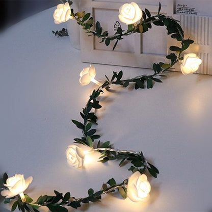 Rose Flower Vine String LED Lights Decoration Green Leaf Garland Battery USB Solar Powered Warm White Fairy Lights 1485281308