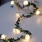 Rose Flower Vine String LED Lights Decoration Green Leaf Garland Battery USB Solar Powered Warm White Fairy Lights 1485281308