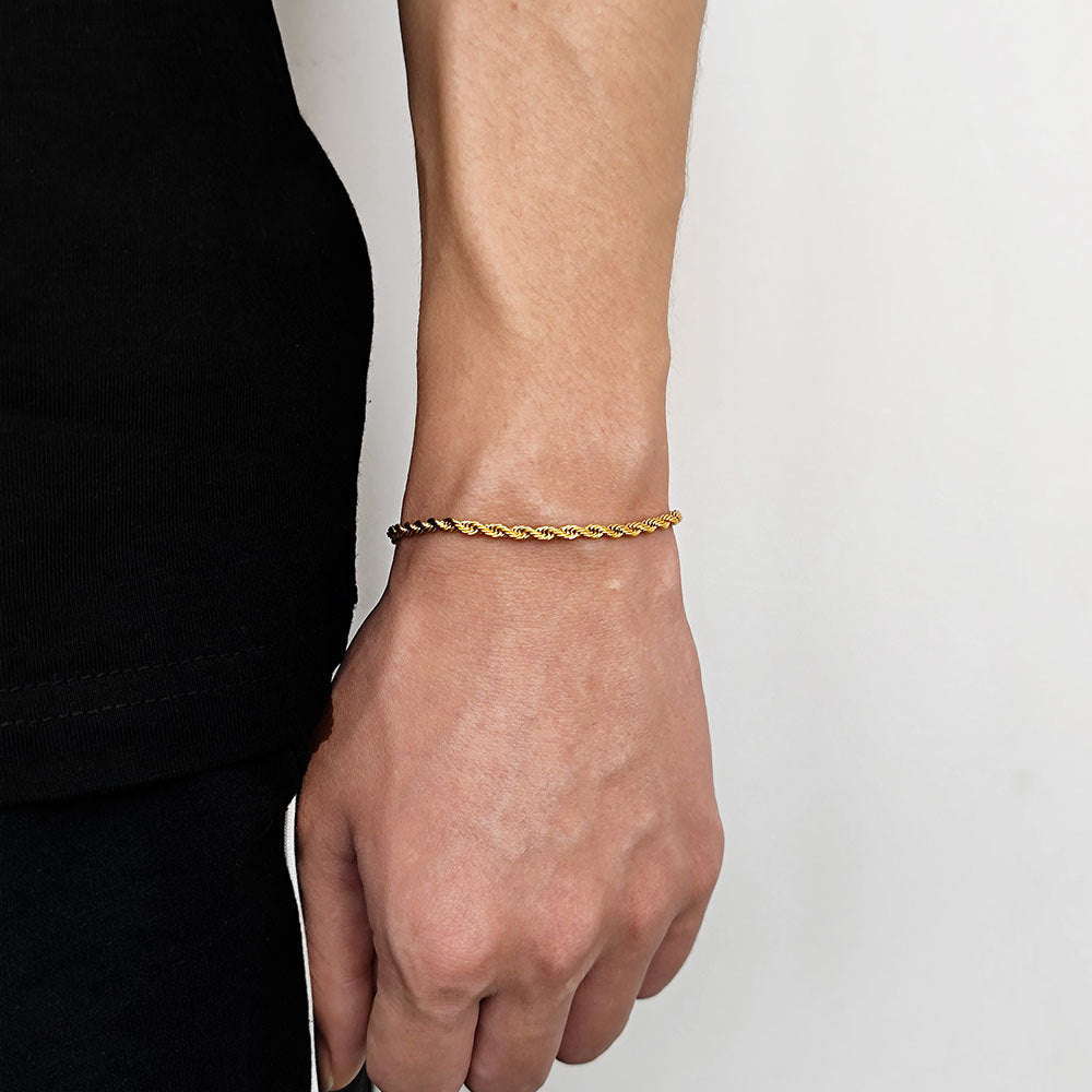 Fashion 18K Gold Button Chain Stainless Steel Twist Bracelet For Men 1485932f a092 49c1 b168 d415a798bff1