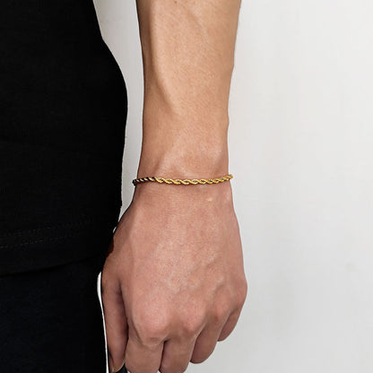 Fashion 18K Gold Button Chain Stainless Steel Twist Bracelet For Men 1485932f a092 49c1 b168 d415a798bff1