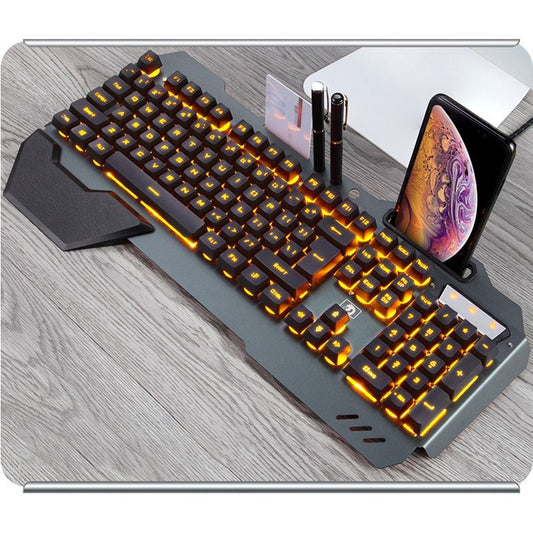 ErgonomicWired Gaming Keyboard with RGB Backlight Phone Holder 1489718421384