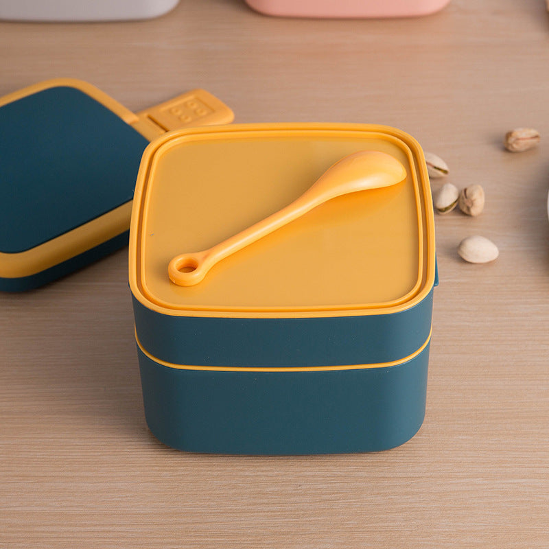 Double-layer portable lunch box with lid bento box 1489849416561