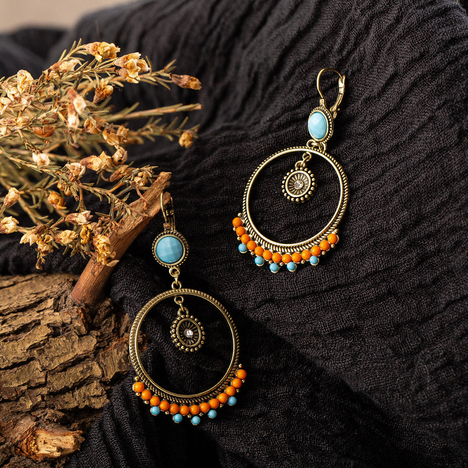 Fashion round wooden bead earrings 1491121806602