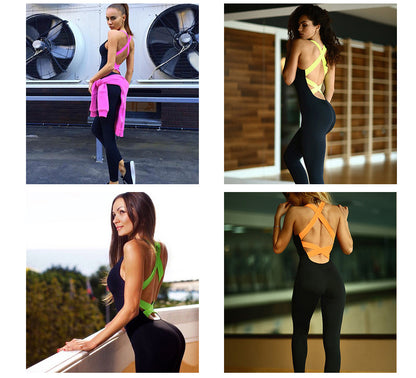 Workout Tracksuit For Women One Piece Sport Clothing Backless Sport Suit Running Tight Dance Sportswear Gym Yoga Women Set 14
