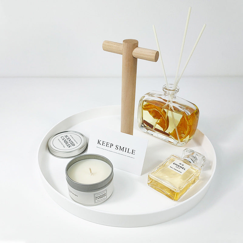 Round solid wood portable tray 1492987434373