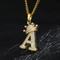 Crown Pendant Stainless Steel Letter Necklace 1493818423016