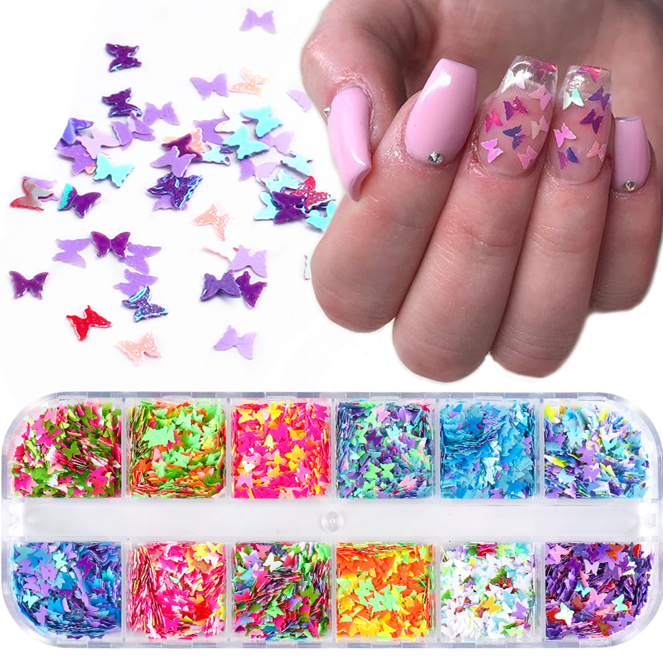 Symphony butterfly sequin nail decoration 1496295253035