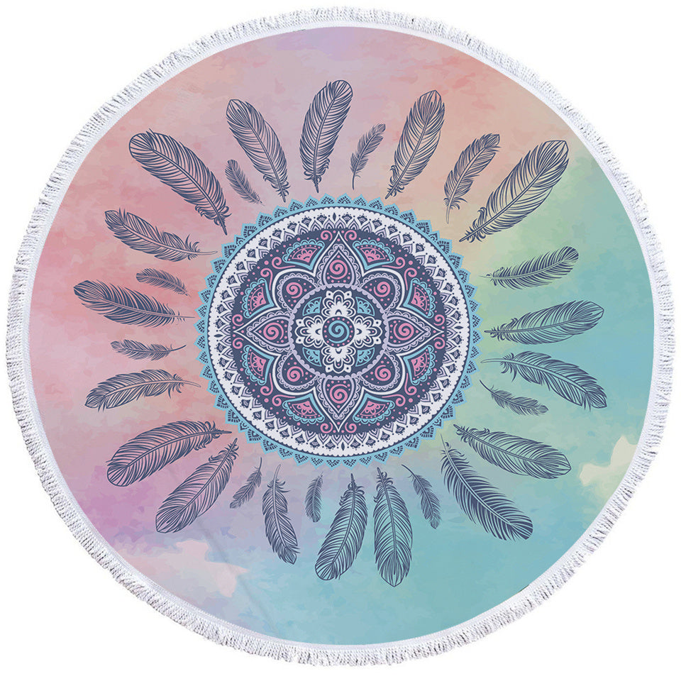 Round Printed Bath Towel Beach Towel Yoga Mat 1497663900085