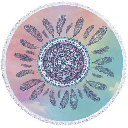 Round Printed Bath Towel Beach Towel Yoga Mat 1497663900085