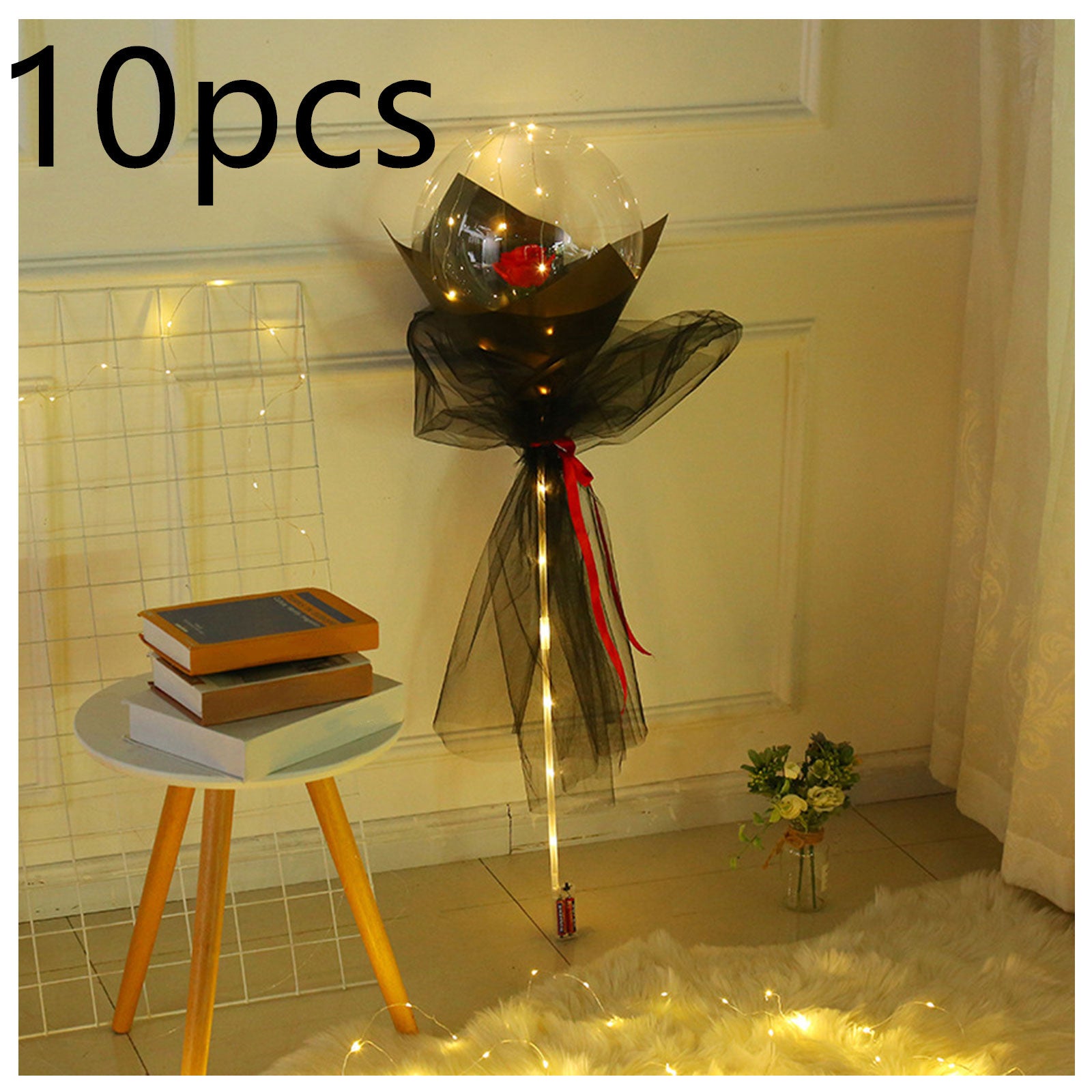 LED Luminous Balloon Rose Bouquet Transparent Bobo Ball Rose 1498918131975