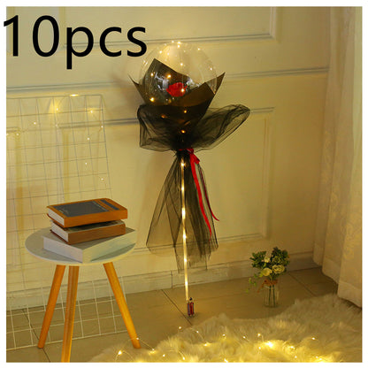 LED Luminous Balloon Rose Bouquet Transparent Bobo Ball Rose 1498918131975