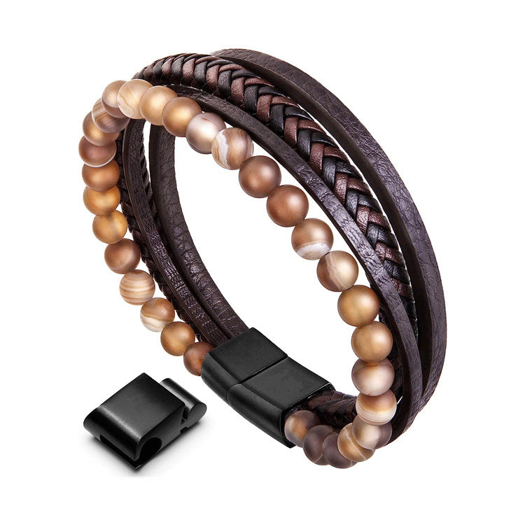 Titanium Steel Leather Rope Bracelet String Beads Hand-woven 14a4e078 6e7f 483d a918 1ae63c610269