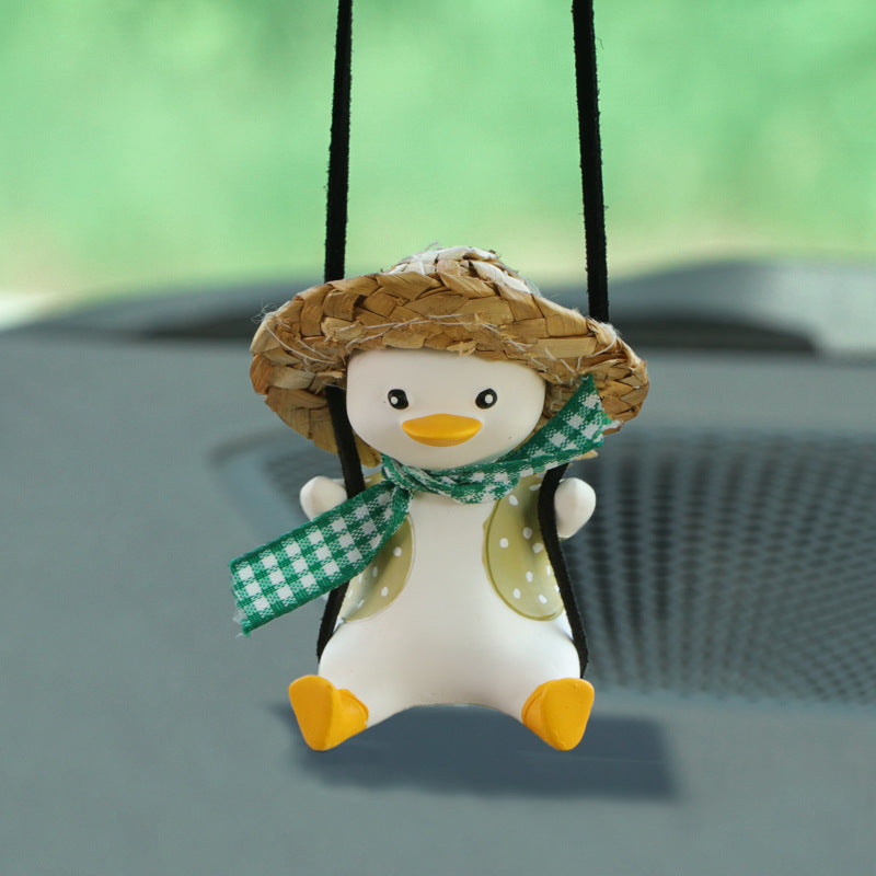 Car Pendant Cute Anime Little Duck Swing Auto Rearview Mirror Hanging Ornaments Interior Decoraction Accessories For Girls Gi