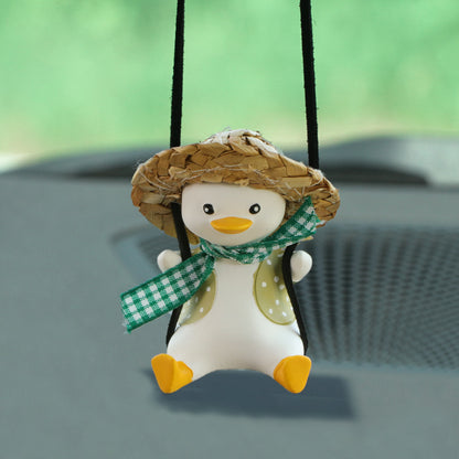 Car Pendant Cute Anime Little Duck Swing Auto Rearview Mirror Hanging Ornaments Interior Decoraction Accessories For Girls Gi