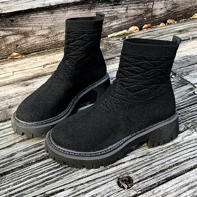 Women's Thick Heel Solid Color Casual And Comfortable Martin Boots 14eb603c 5779 4925 b2d3 83ecdf0c4f5e
