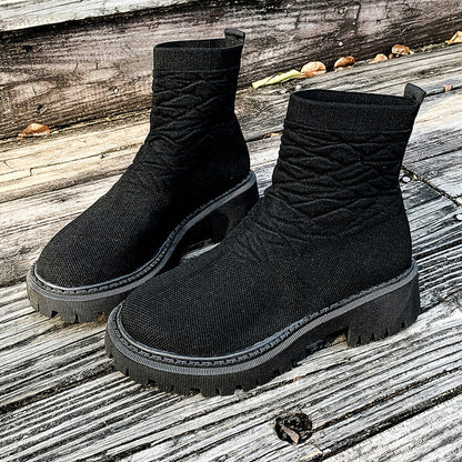 Women's Thick Heel Solid Color Casual And Comfortable Martin Boots 14eb603c 5779 4925 b2d3 83ecdf0c4f5e
