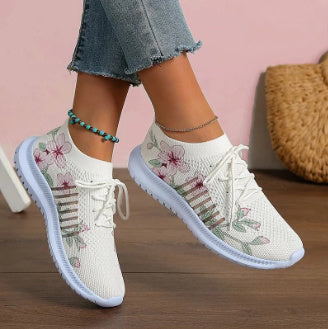Women's Fashion Casual Flyknit Wedge Lace-up Mesh Shoes 14f252d0 33fa 4acb 84ba ff10af0b2774