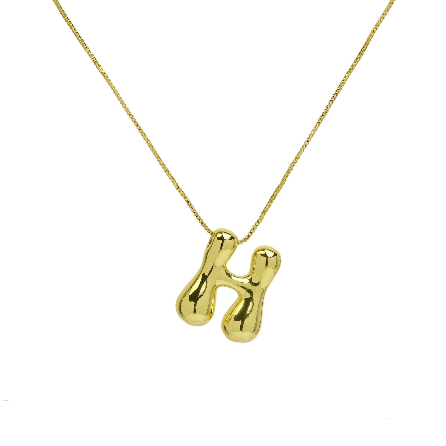 Brass Glossy Balloon English Letter Pendant Necklace 14ff312f 6ab7 4e43 bca2 d287071f3c6d
