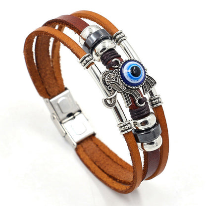 Stainless steel buckle leather bracelet 1504160885700
