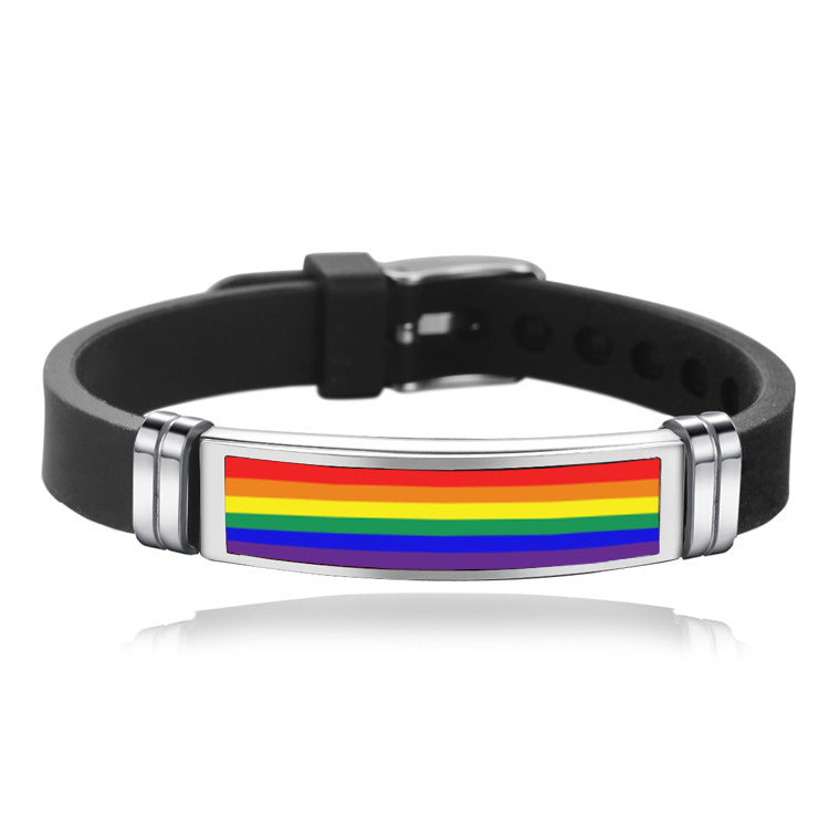 Gay Pride Charm Bracelet Buckle Bracelet Rainbow 1515065569522