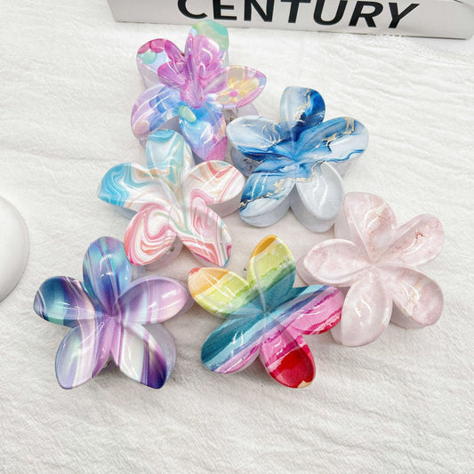 Color Blooming Plumeria Rubra Grip Dopamine Girl Back Head Hair Clip 15165290 3401 4b76 9230 d412a66403b2