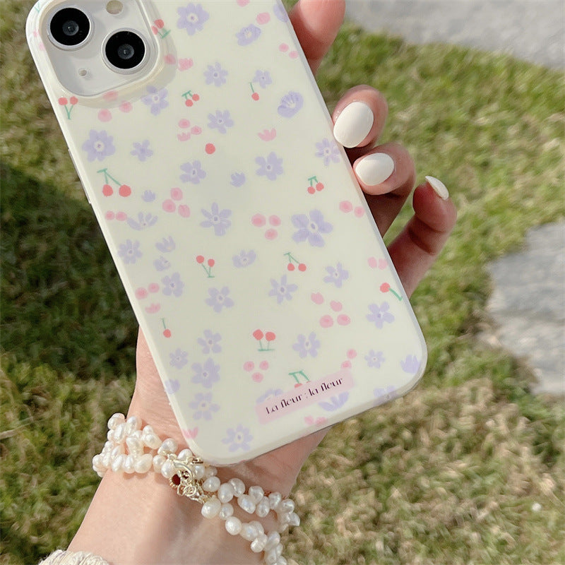 Double-layer Printing Small Purple Flower Phone Case - 图片 3